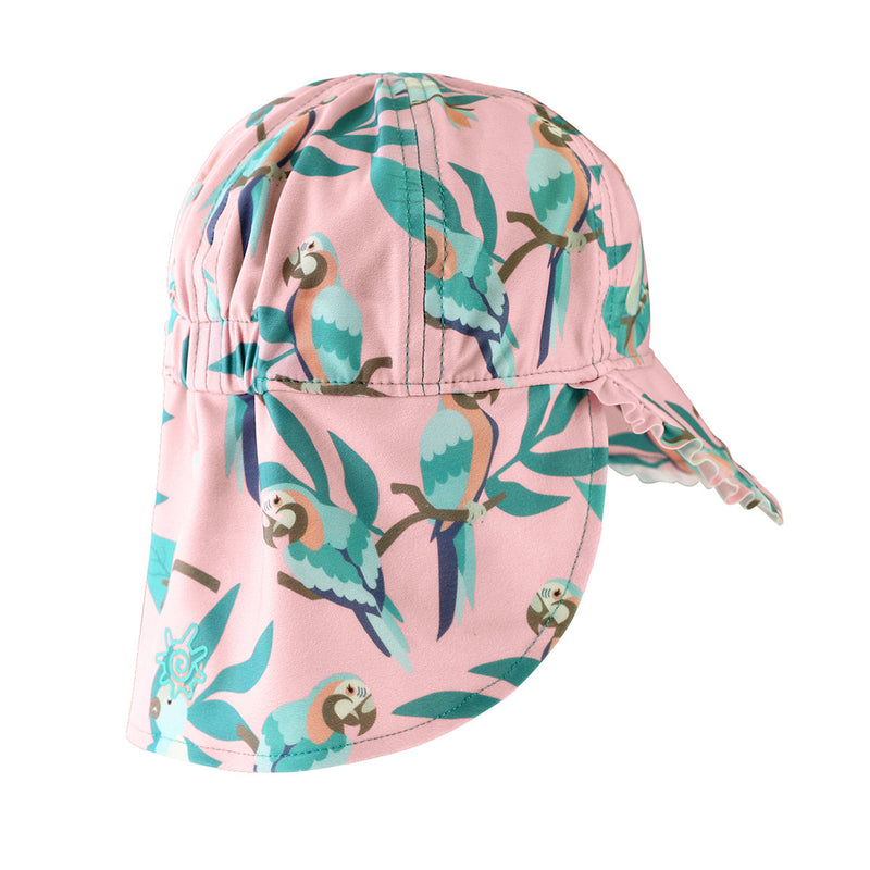 back of the baby girl's swim flap hat in birds in paradise|birds-in-paradise