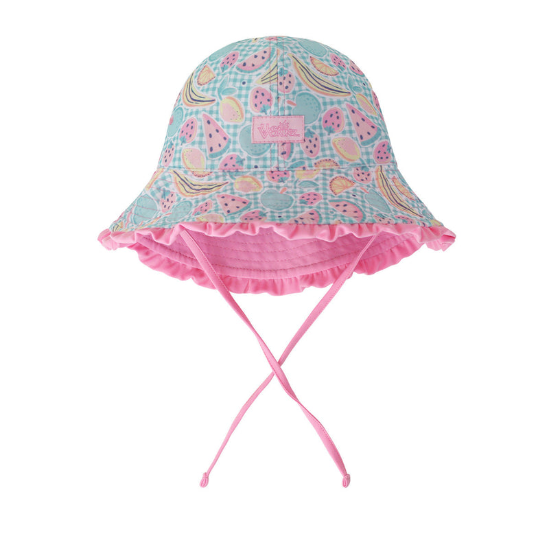 UV Skinz's baby girl's reversible sun hat in fruit fiesta|fruit-fiesta