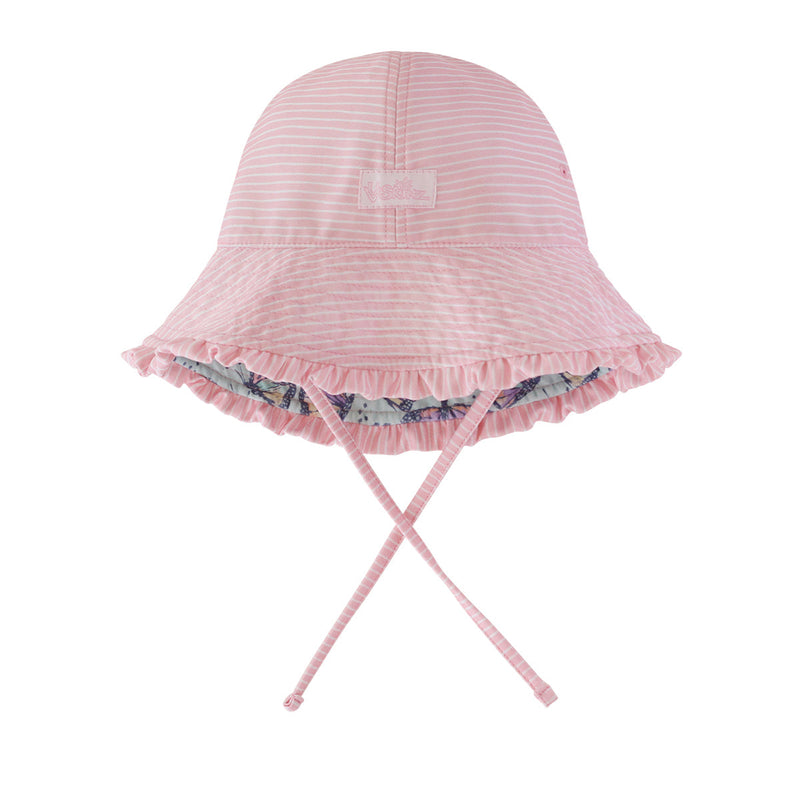 Reversed view of UV Skinz's baby girl's reversible sun hat in sweet butterflies|sweet-butterflies