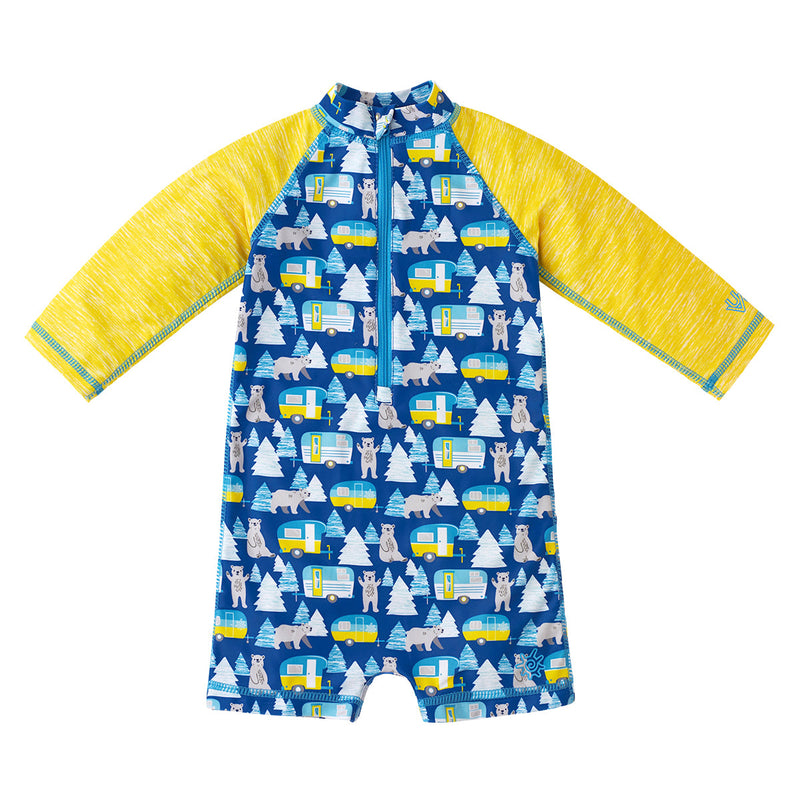 baby boy's long-sleeeve swimsuit in camper bear|camper-bear