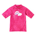 girl's short sleeve sport sun and swim shirt in hot pink jaspe rainbow|hot-pink-jaspe-rainbow