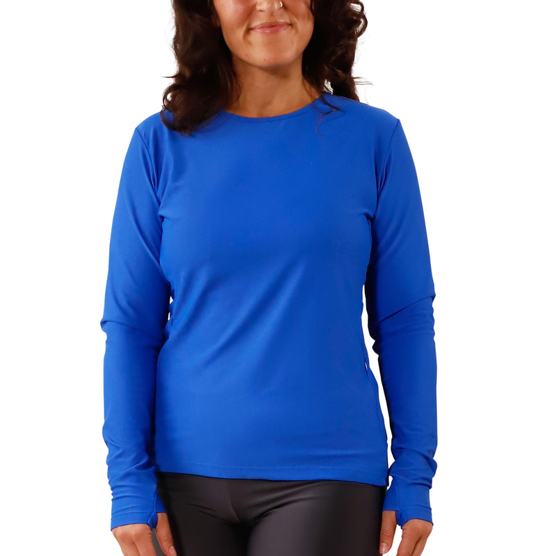 women's long sleeve crew swim shirt in deep sea|deep-sea