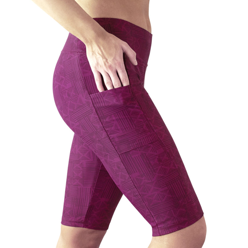 Pocket View of the Women's Active Swim Jammerz in Wine Lattice|wine-lattice