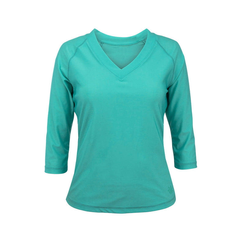 Women's V-Neck Sun & Swim Shirt in Teal|teal