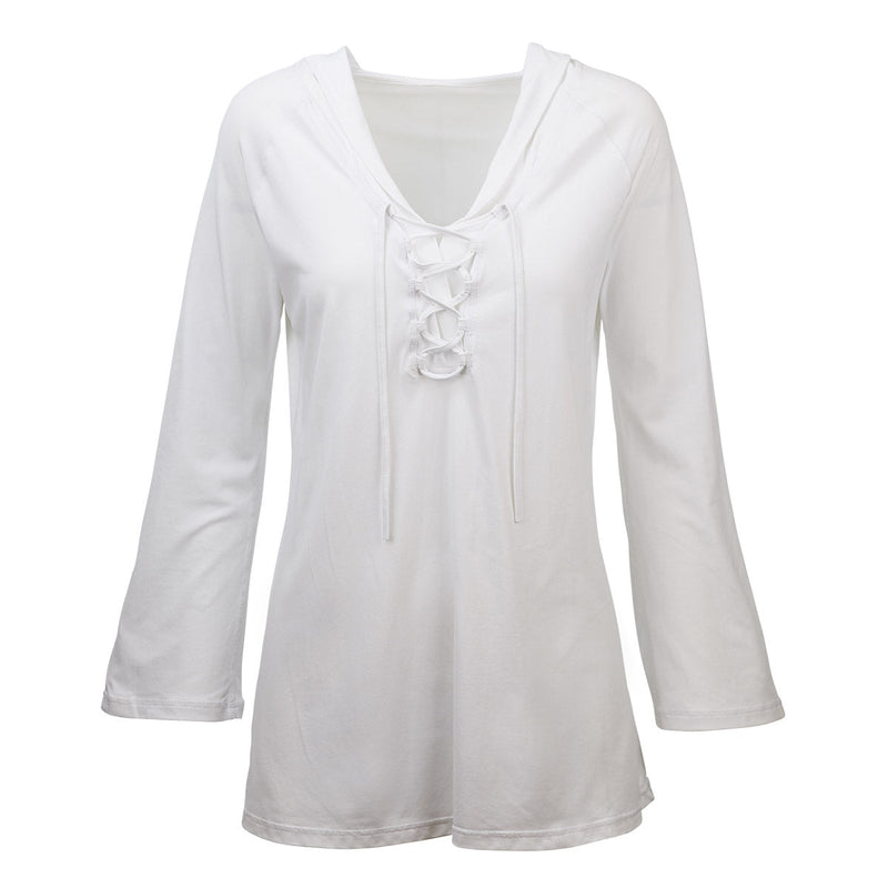 Women's Hooded Beach Cover Up in White|white