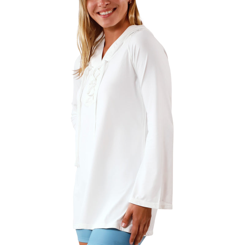 Women's Hooded Beach Cover Up in White|white