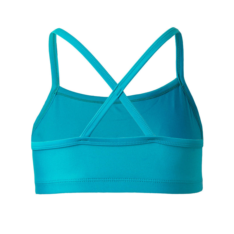 Back of the women's swim bra in teal|teal