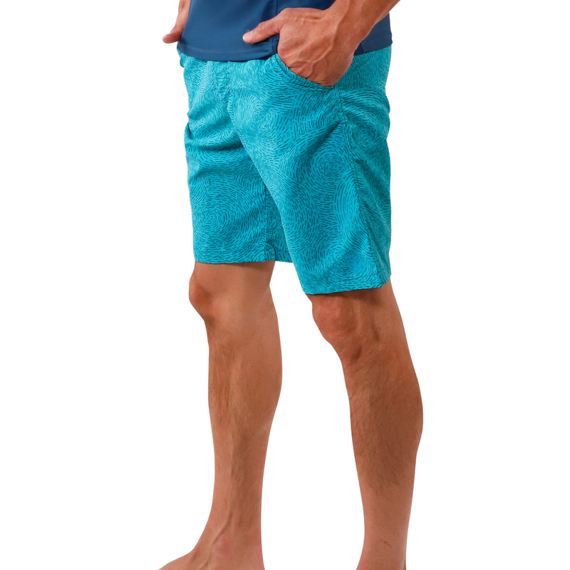 side view of men's classic trunks in caribbean swirls|caribbean-swirls