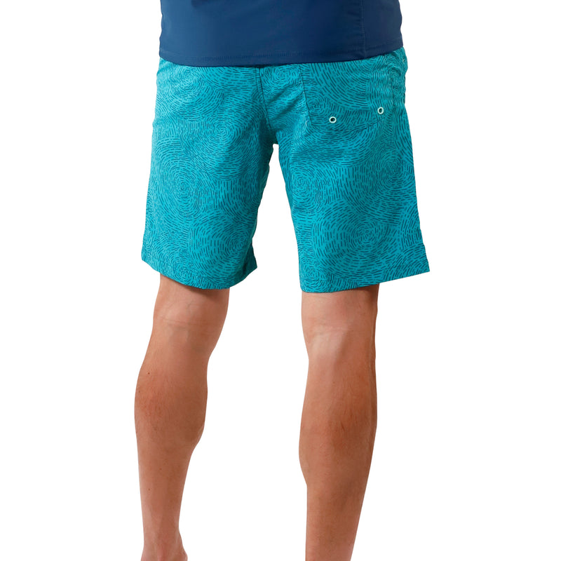 back view of men's classic trunks in caribbean swirls|caribbean-swirls