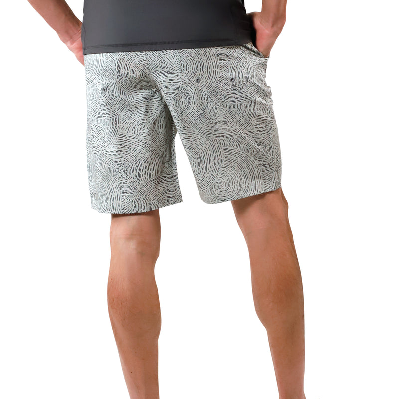 back view of men's classic trunks in grey swirls|grey-swirls