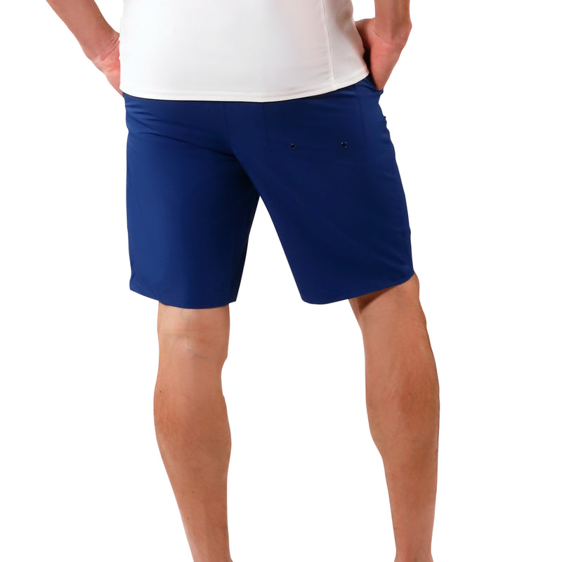 back view of men's classic trunks in dark navy|dark-navy