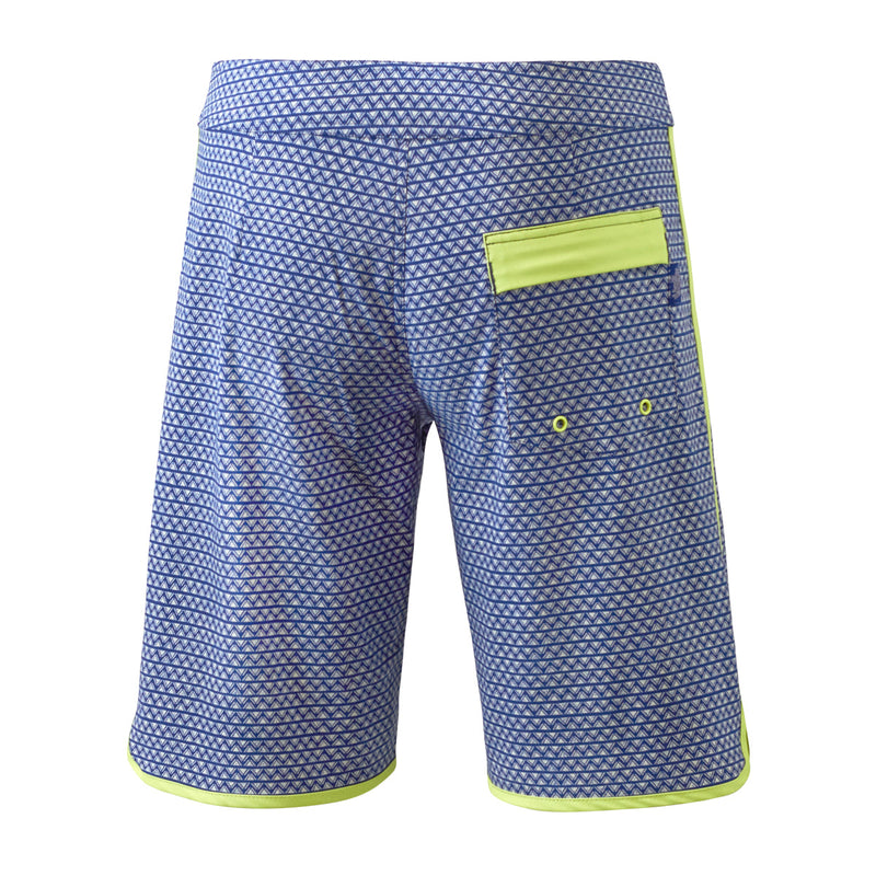 back view of the men's board shorts in dark navy zigzag|dark-navy-zigzag