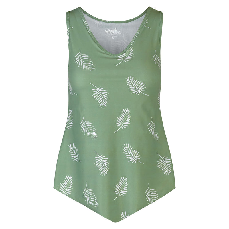 women's UPF tank top in sage palm|sage-palm