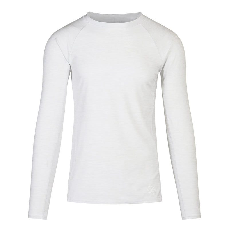 men's long sleeve crew swim shirt in white jaspe|white-jaspe